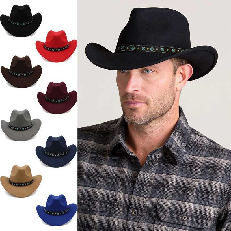 Size 3 Parents Children Men and Women Children Wool Western Cowboy Hat Wide Brim Sunhat Party Travel Outdoor C Classic Retro W241225