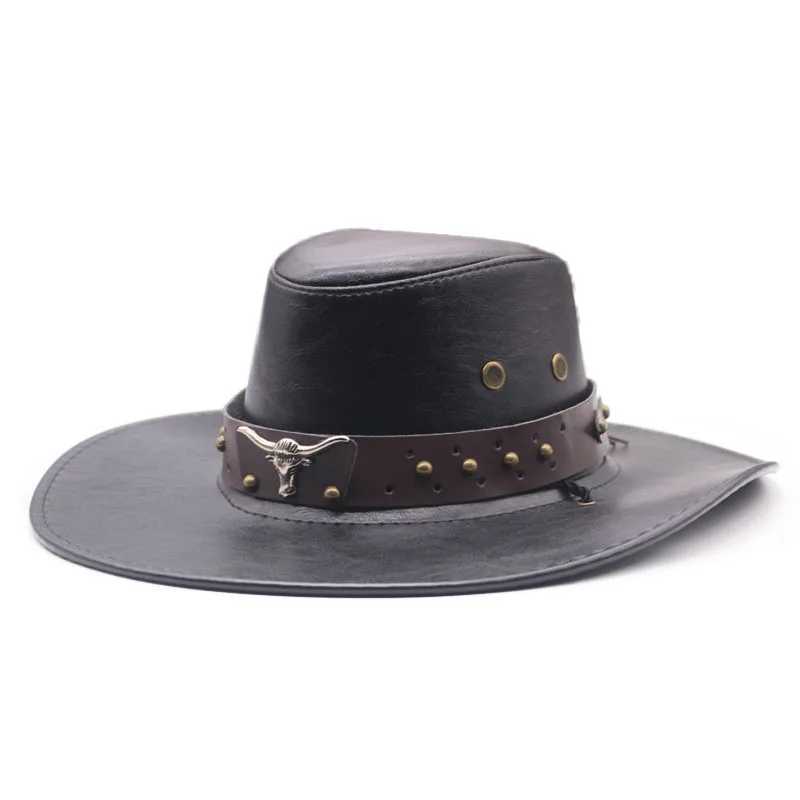 Mens and Womens Fashion Western Cowboy Hat Outdoor Sunshade Jazz Hat Adjustable Knight Hat W241225