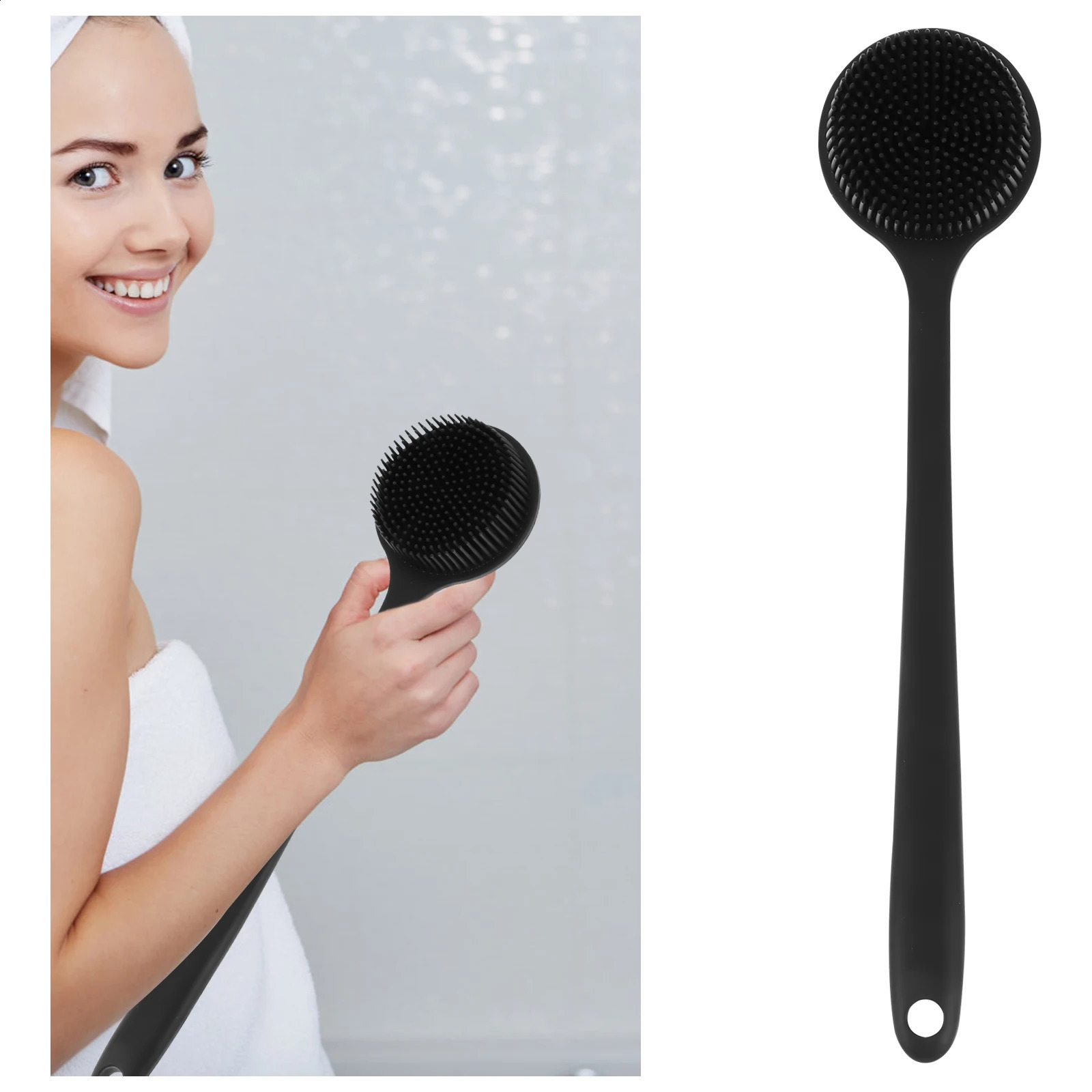 Silicone Long Handle Bath Brush Body Shower Scrubber Back Multifunction Massage Cleaning Scrubbers 241226