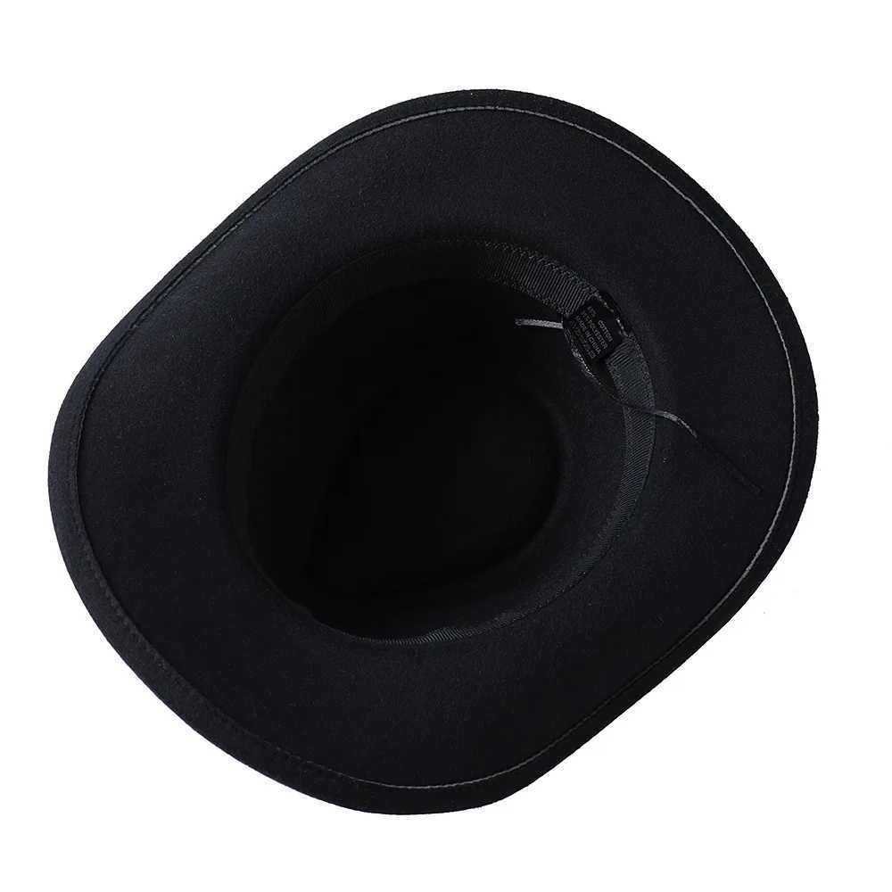 Western cowboy hat European and American winter thick Fedora hat monochrome curly neutral jazz W241225