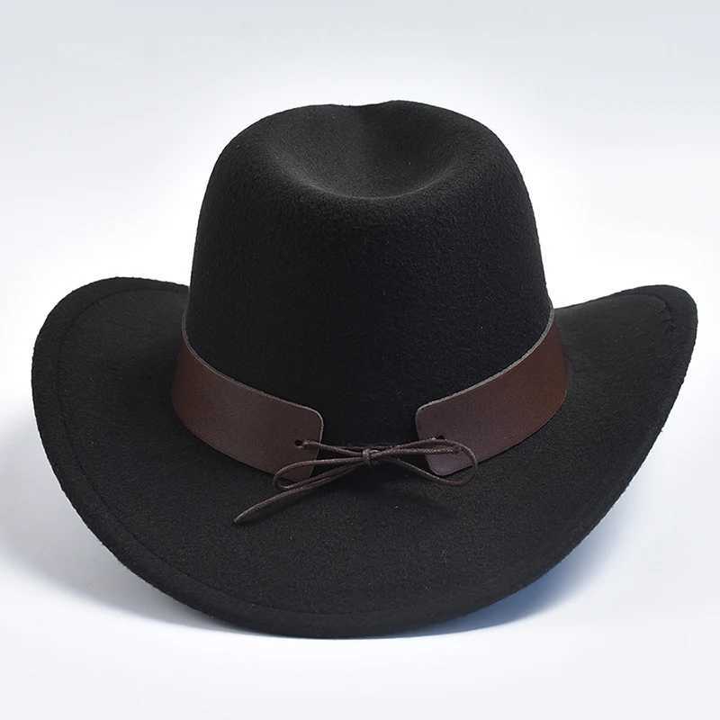 New Womens Mens Black Cheu Cowboy Hat Gentlemens Jazz Sombrero Hombre C Dad Cowboy Hat Size 56-58cm W241225
