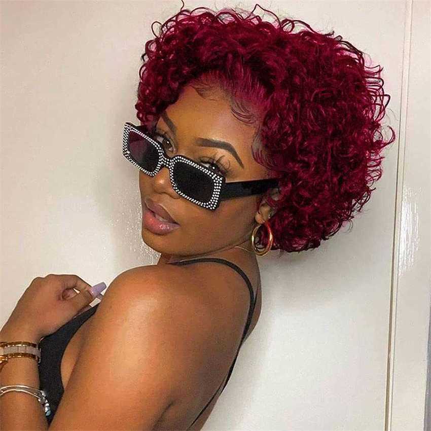 Synthetic Wigs Pixie Cut Wig Brown Color Lace Spring Curl Short Bob Human Hair for Women Natural Blonde Burgundy Remy 230227 Hair Wigs