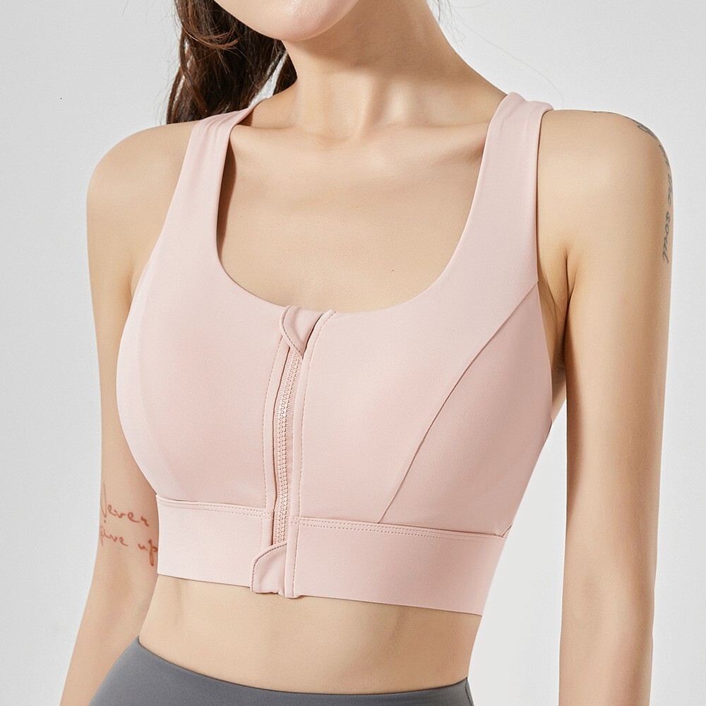 Front Zipper Shock-Proof Sports Underwear High Impact Quick Dry Running Vest Fiess Yoga Bra Top For Wome