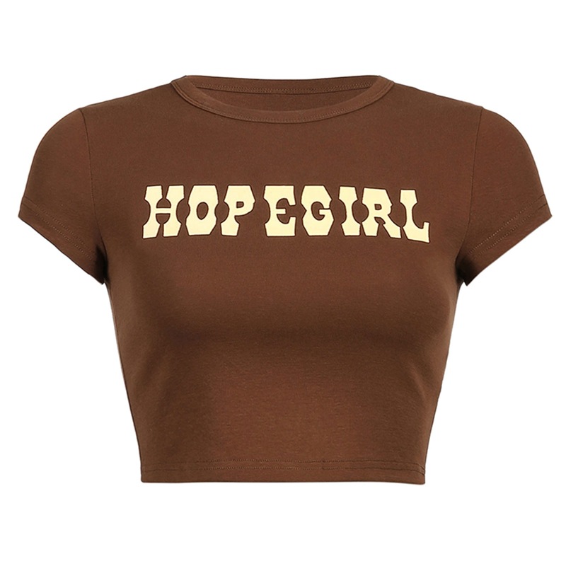 Women's T-Shirt Slim Fit Baby Letter Printed Pattern Casual T-Shirt - Short Sleeve Exposed Navel Top