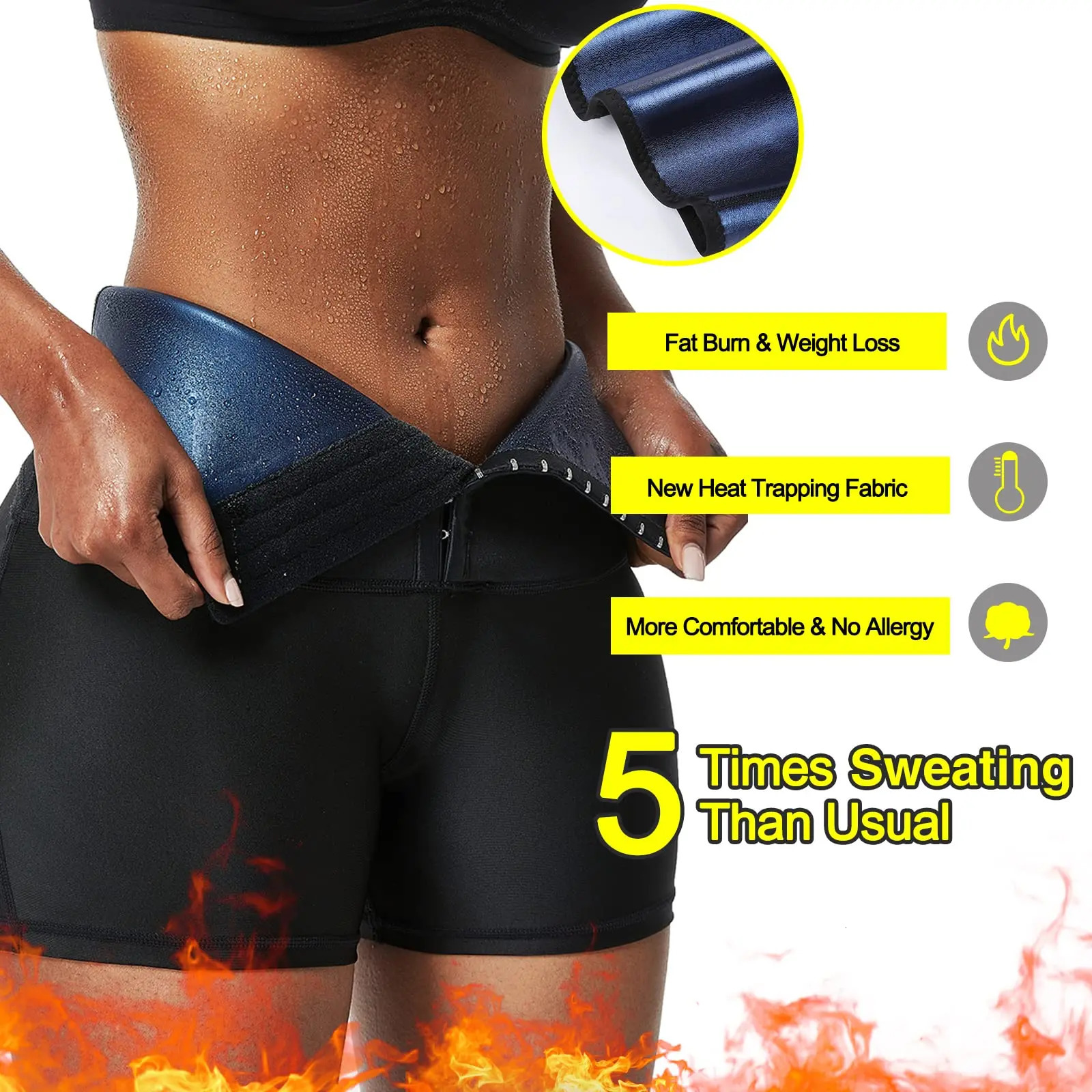 Sauna Sweat Shapewear Shorts Pants Thigh Slim Suit Waist Trainer Weight Loss Shaper Sweatsuit Fitness Compression Thermo Workout 241225