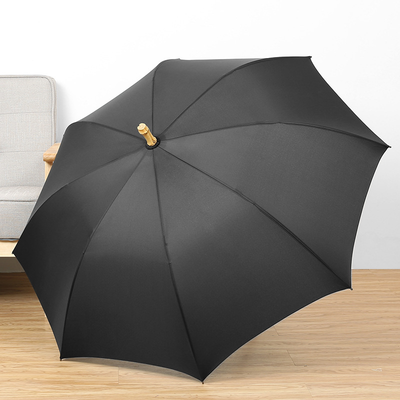 Elegant Long Handled Umbrella with Real Wood Handle - Ideal for Business & Daily Use in Any Season