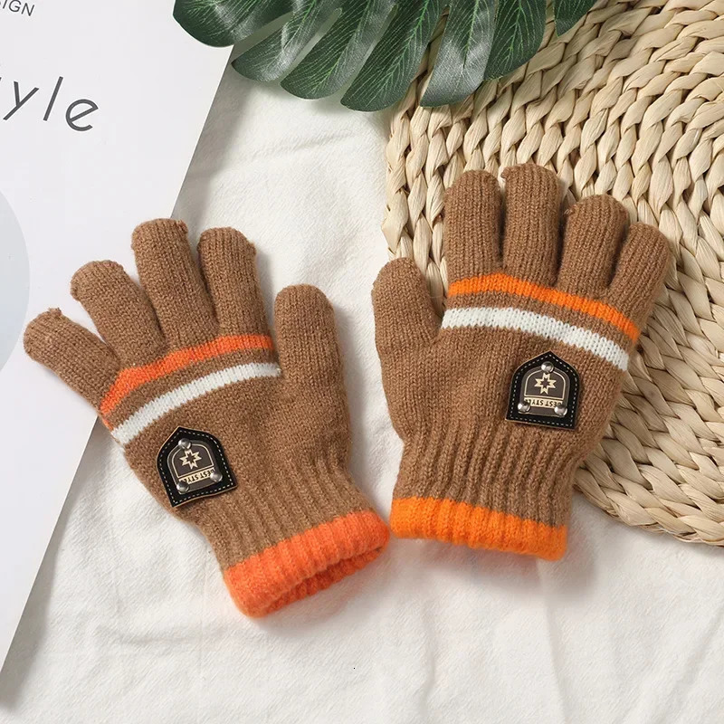 Kids Gloves Winter Full Finger Knitted Soft Children Mittens 612Y Boys Girls Thick Keep Warm Autumn Glove 241225