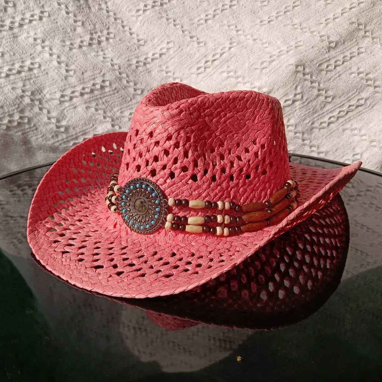 2024 Summer Cowboy Hat Hollow Hand Knitted Mens and Womens Outdoor Travel Beach Hat Unisex Sombrero Hombre W241225