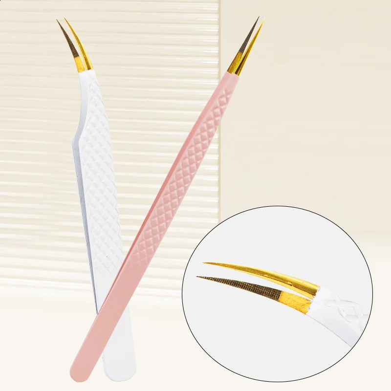 1PCS 3-4 Fiber Tip Eyelash Extension Tweezer Volume Isolation Precise Lash Tweezers Nano Technology Eyebrow Tweezers Makeup 241223