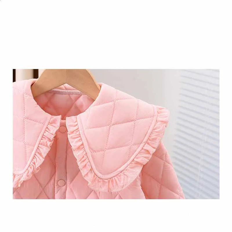 Girls Clip Cotton Sets Winter Baby Warm CoatsPants 2Pcs Autumn Children Lapel Solid Fashion Clothing Suit 12M6 Years 241225