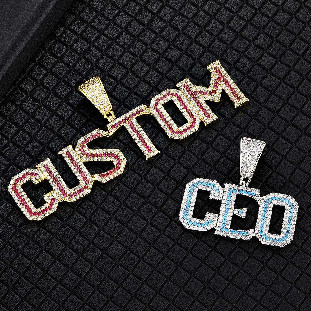 Hip Hop Custom Initial Name letter Iced Out Zircon Fashion For Men Necklace Pendant Jewelry 241226