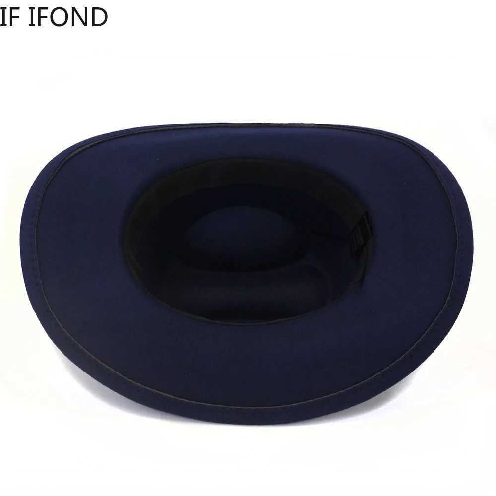 New Womens Mens Artificial Wool Western Cowboy Hat Winter Autumn Gentleman Jazz Cowboy Hat Cloche Sombrero Cs W241225