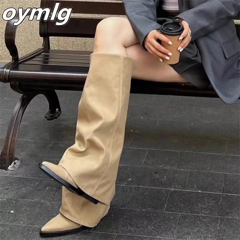 Pointed Coarse Heel Pants Boots Womens Retro Over the Knee Long Boots High Heels Western Cowboy Boots Knight 241226