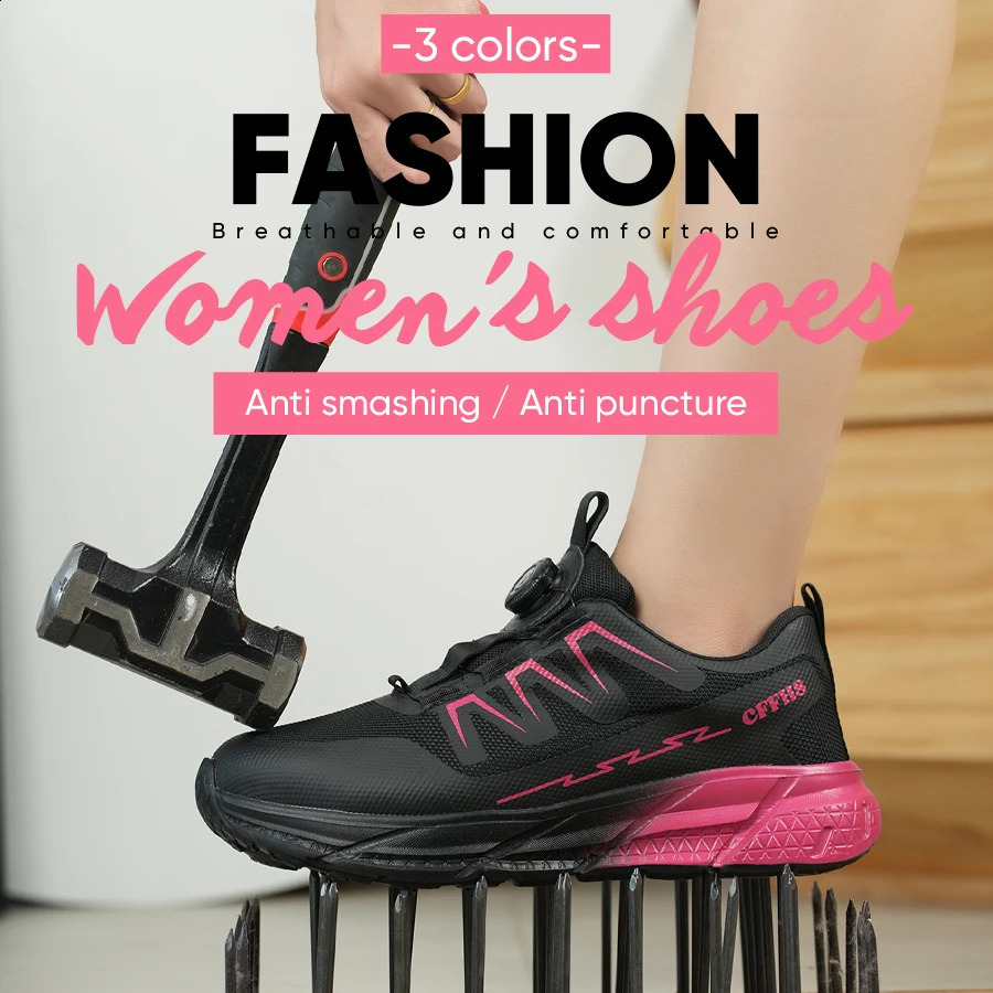 Comfortable Steel Toe Safety Shoes for Women Anti-puncture Work Shoes Female Breathable Shoes Indestructible Work Safety Boots 241226