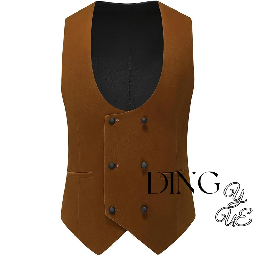 Formal Business Velvet Wedding Mens Vest Suit Waistcoat Sleeveless Jacket Custom Made Slim Shawl Lapel Groom Double Breasted 241224Z