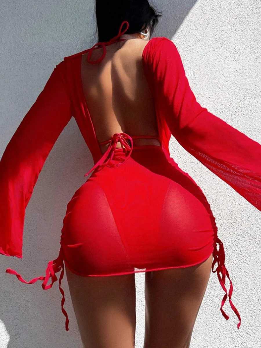 3 pieces of camisole triangle bikini 2024 bead swimsuit womens and wrap swimsuit womens swimsuit beach wearW241225