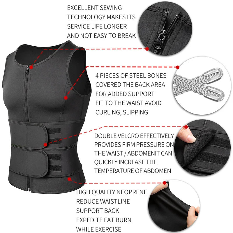 Men Waist Trainer Sauna Vest Fitness Corset Abdomen Slimming Body Shaper Belly Reducing Shapewear Burn Fat Shirt Trimmer Belt 241225