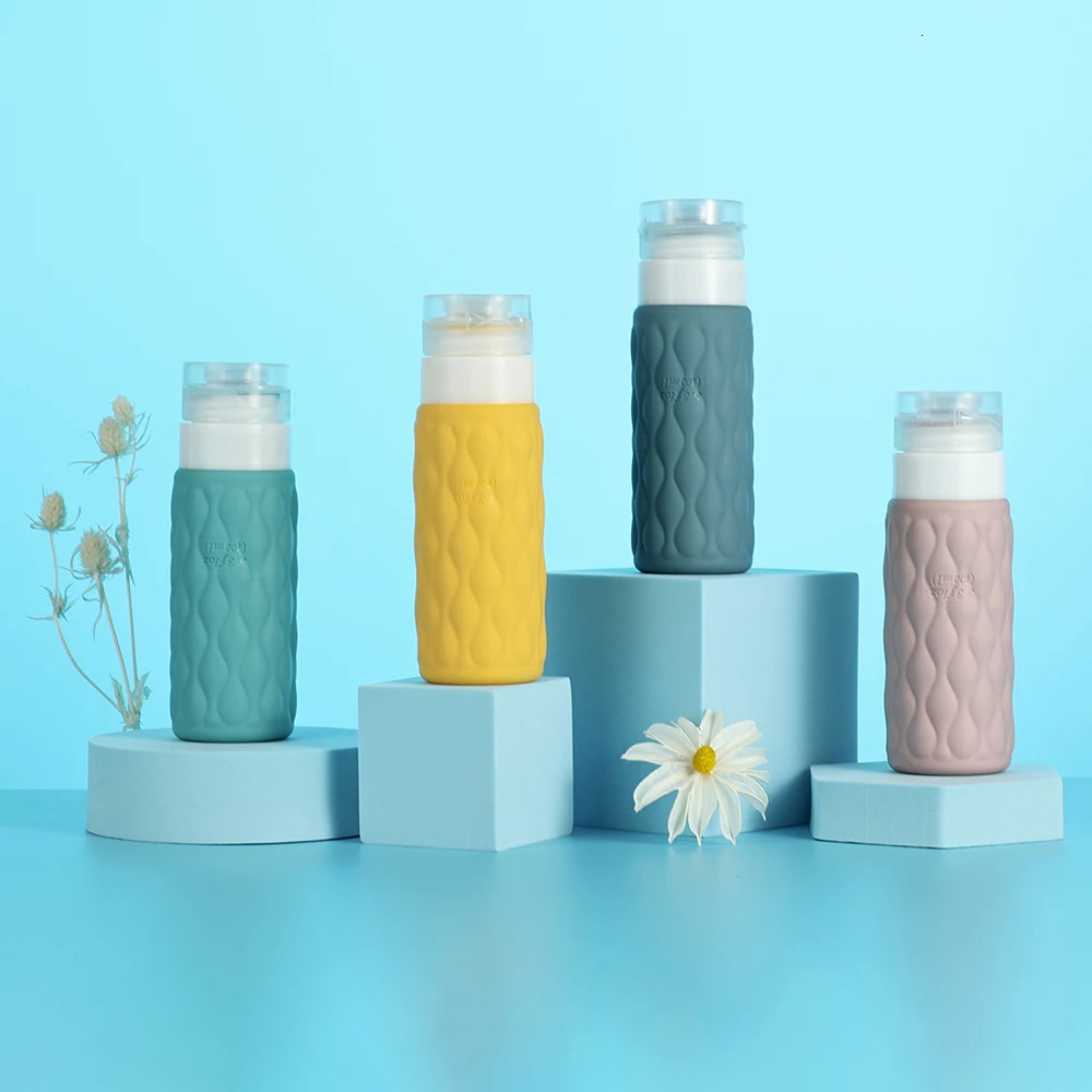 4pcs 100ml Silicone Travel Bottles Set for Toiletries Leak Squeezable for Cosmetic Shampoo Cream Conditioner Lotion Soap 241225