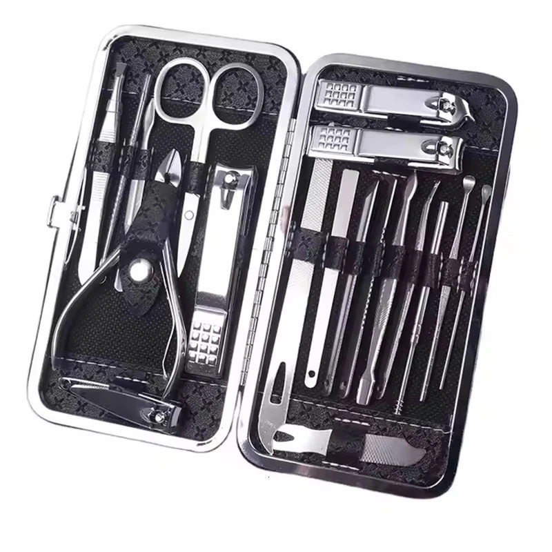 19pcs/Set Nail Clippers Fingernail and Toenail Clipper Cutters Stainless Steel Manicure Pedicure Kit with Travel Case 241225