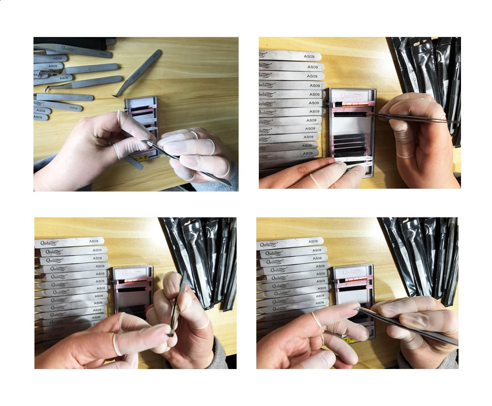 2/5/10pcs silvery Qeelasee Beauty Salon Eyebrow Volume Eyelash Extension Fan Lash Tweezer AS09 Eyelash 241223
