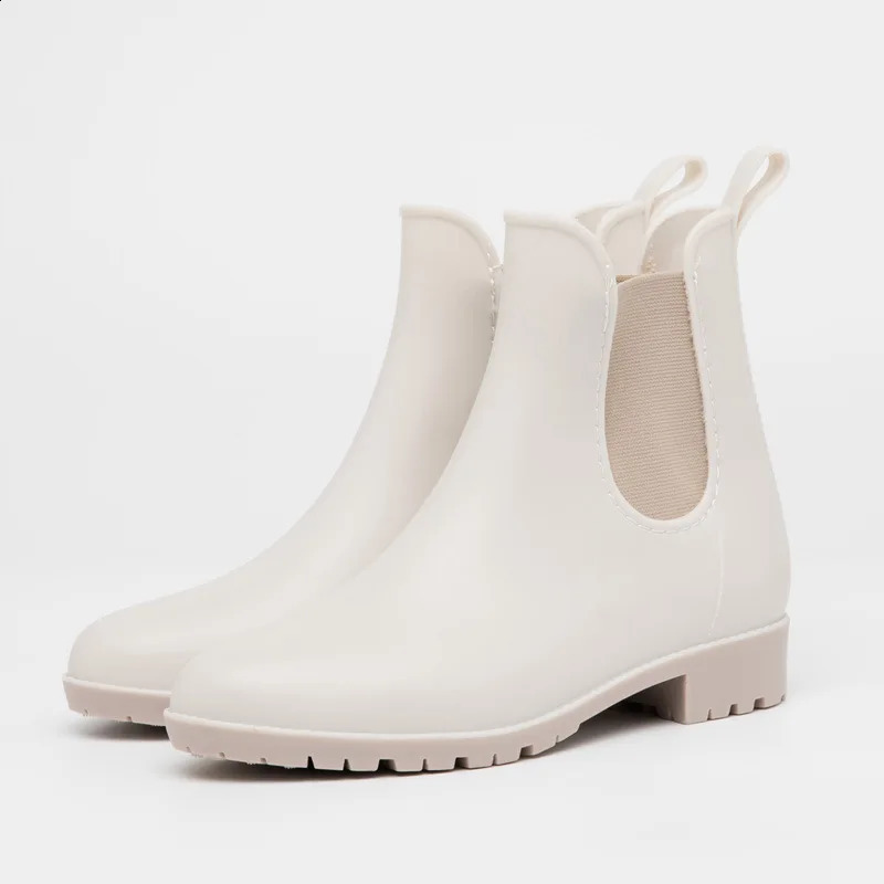 Chelsea Rain Boots for Women PVC Ankle Rain Shoes Waterproof Solid Womens Boot Elastic Band Rainy Shoes Woman Fishing Shoes 241226