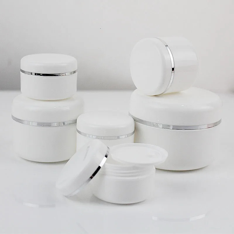 30Pcs/Pack 20g 30g 50g Cream Jar White Plastic Makeup Container Sample Cosmetics Box Empty Makeup Jar Pot Refillable Bottles 241225