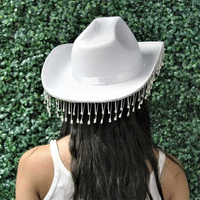 PMIYS Western Cowboy Hat Rhinestone Cowboy Hat Womens Tassel Decorative Cowboy Hat Party Clothing Accessories W241225