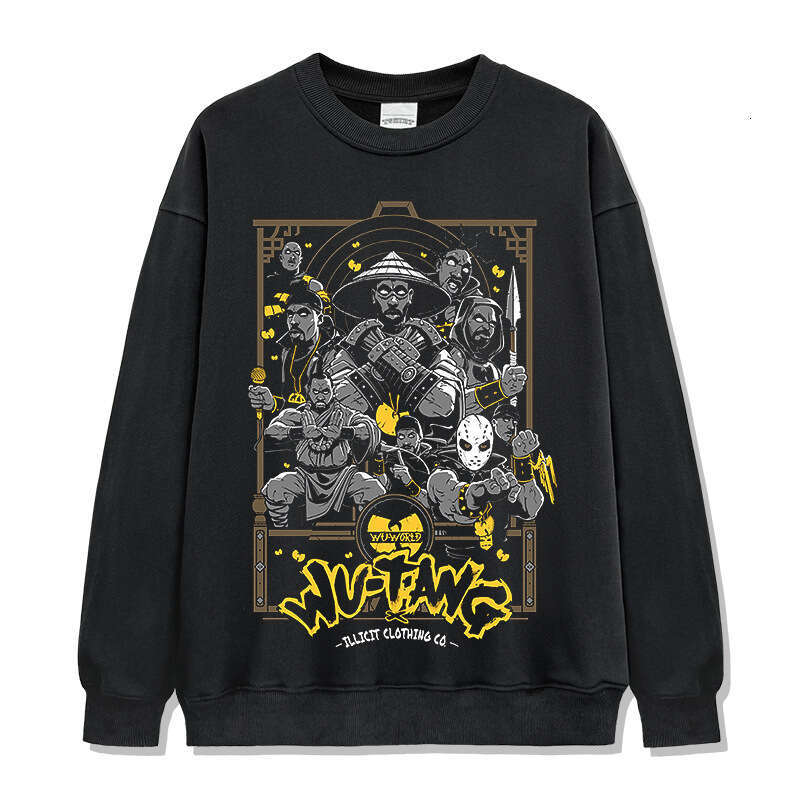 Wu Tannan Wudang style printed short sleeved T-shirt, loose RapHIPHOPTEE round neck hooded sweatshirt