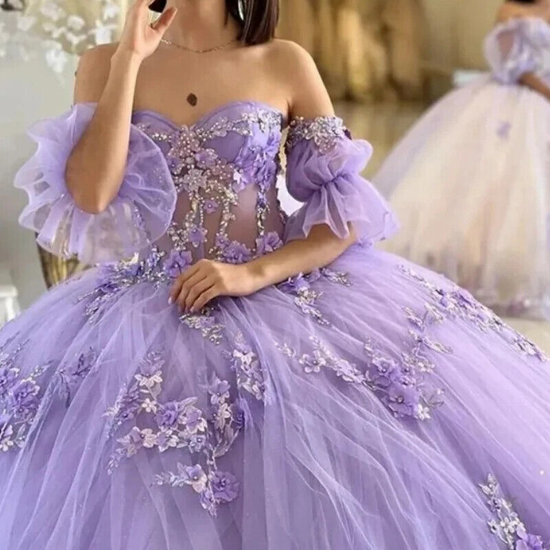 Charming Quinceanera Dress Off The Shoulder Ball Beading Birthday Vestidos De Novia Appliques Graduation Gown Lace Up Back Sweet 15 16 Party Gowns 01