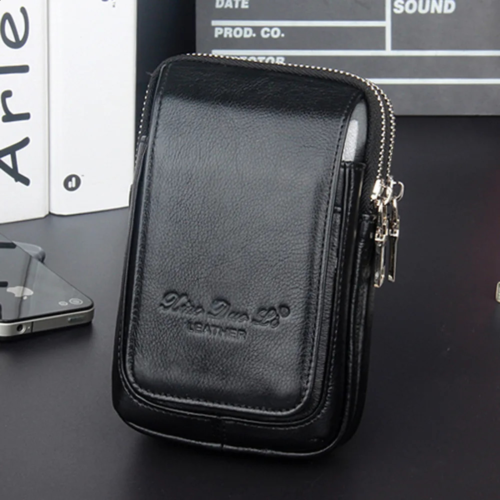 Fashion Men Genuine Leather Fanny Waist Bag Cell/Mobile Phone Coin Purse Pocket Belt Bum Pouch Male/Military Pack 241223