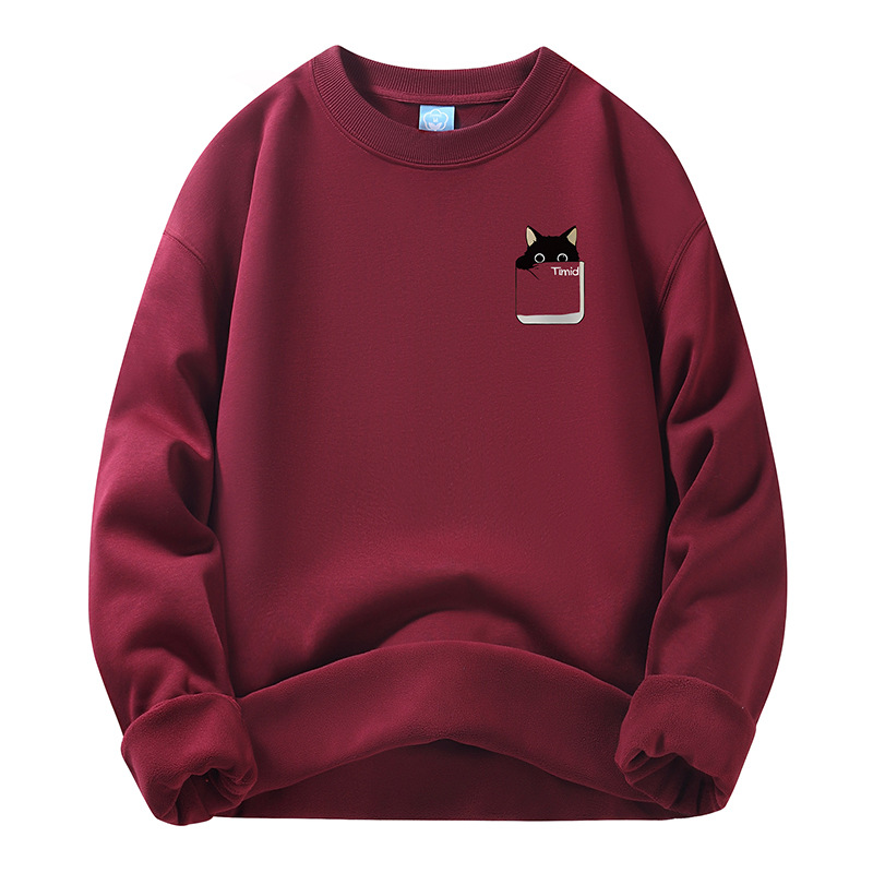 Fall Fashion Loose Bottomed Shirt with Round Neck - Cozy Padded Long Sleeves Couples' Sweaters m033