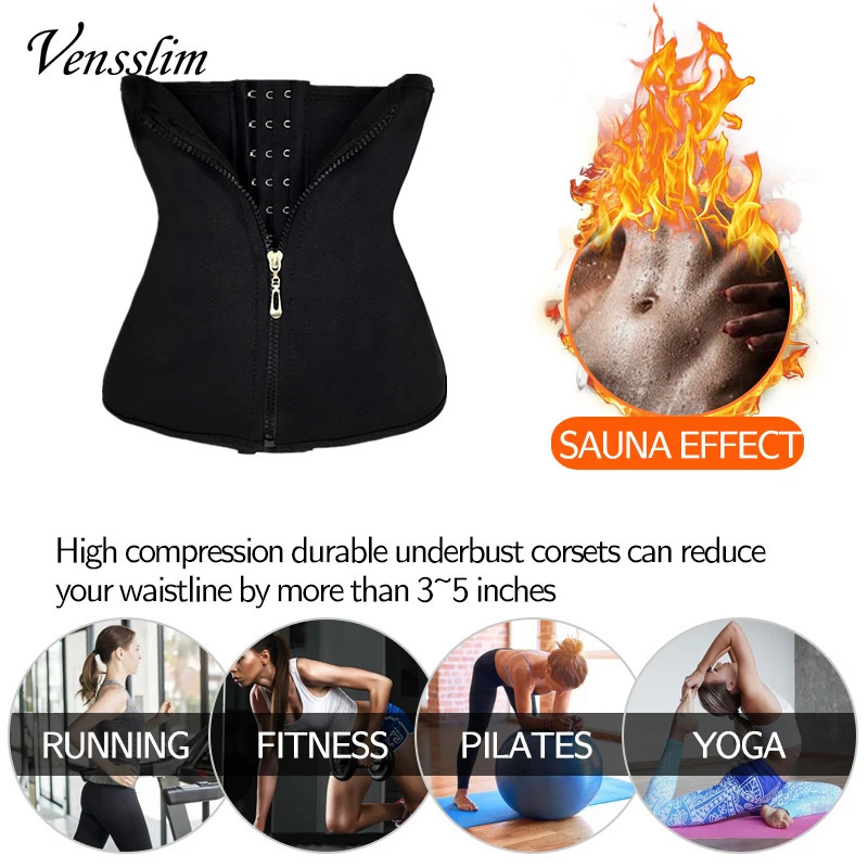 Vensslim Slimming Sheath Belly Shaper Neoprene Body Shaping Strap Hook Zipper Shapewear Women Tummy Control Corset Waist Trainer 241225
