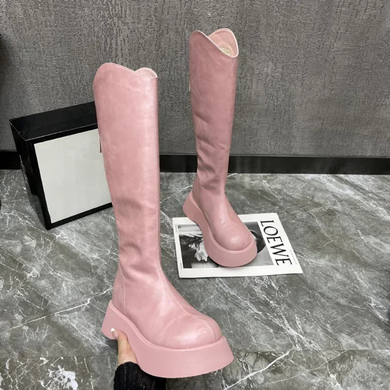 Women Platform Knee-high Boots Winter Gladiator Fashion High Motocycle Boots Female High Heels Trend Chelsea Boots 241226