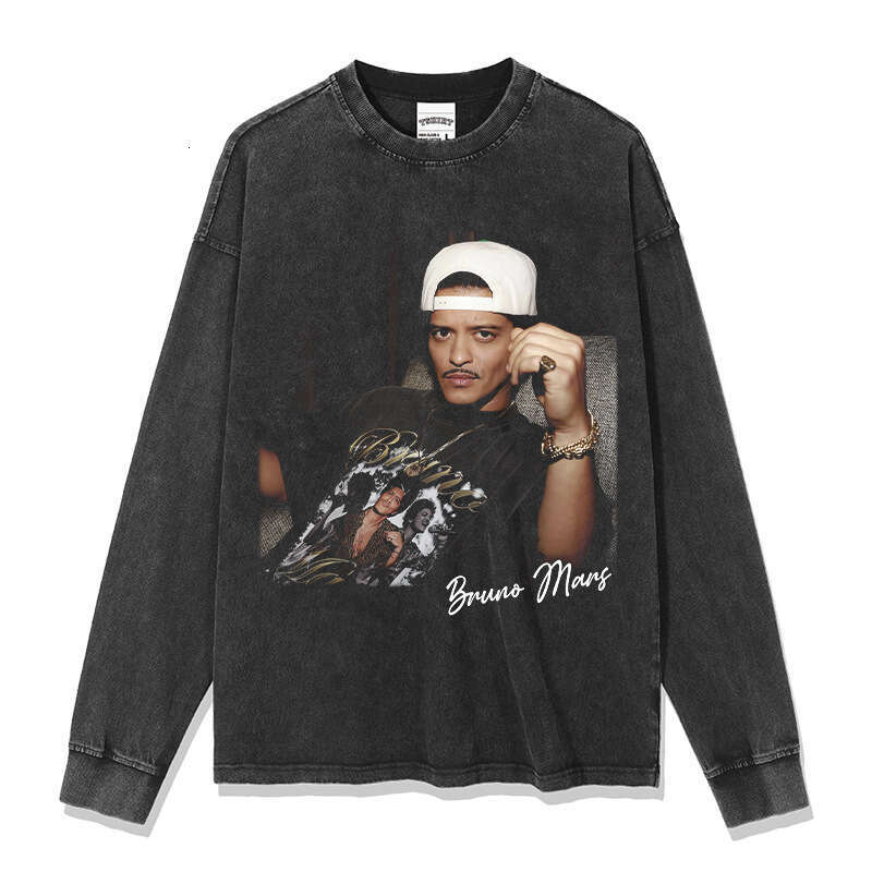 Bruno Mars Printed T-shirt Men's and Women's Trendy Brand Short Sleeve American Washed