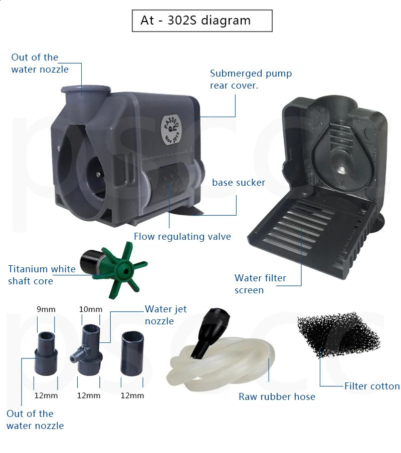 ATman 2.5W 5W 6W 8W 13 27W fishtank waterpump Submersible Water Fountain Pump Filter Fish Pond Aquarium Water Pump Tank Fountain 241225