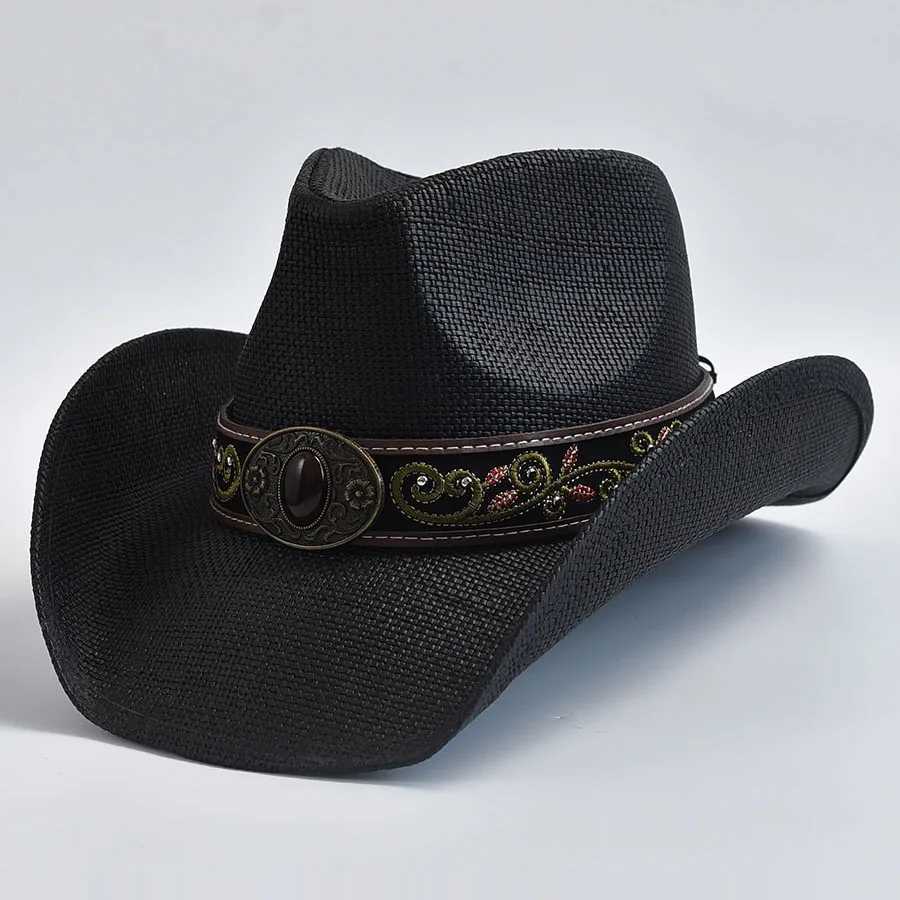 Retro Curly Edge Cowboy Girl Jazz Hat Western Mens Str Hat Summer Beach Sun Hat W241225