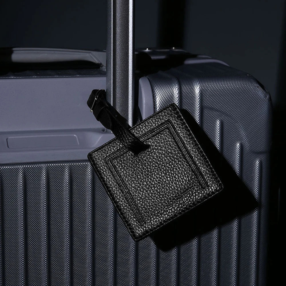 100% Genuine Leather Travel Luggage Tag Letters Cowhide Suitcase Label Tag Baggage Bag Name Address Card Holder 241225