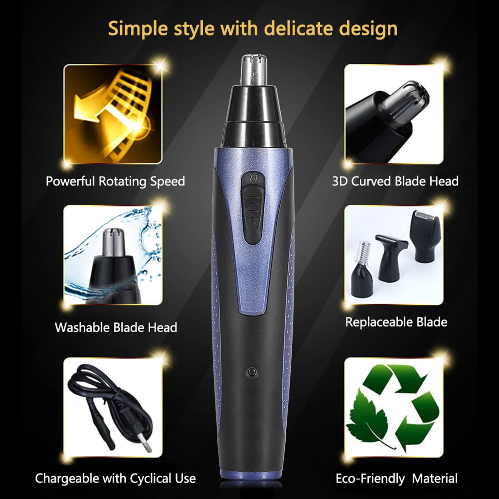 Automatic Rechargable Ear Nose Beard Eyebrows Hair Removal Trimmer Electric Face Shaver Set Nose Trimmer Kit Men Beard Trimmer 241226