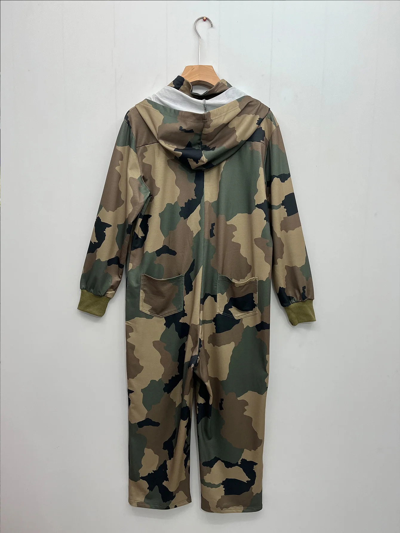 Casual Hooded Camo Jumpsuit Women One Piece Outfit Autumn Winter Street Pocket Pant Female Bodycon Elegant Jumpsuit 241224