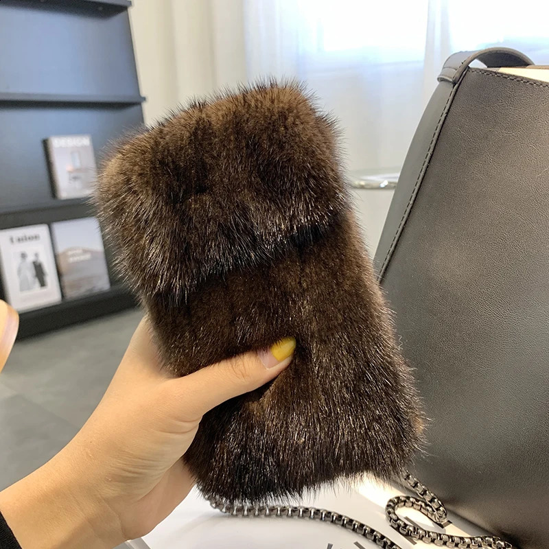 2024 Mink Fur Crossbody Bag Cute Exquisite Coin Purse Small Mobile Phone Bag Womens All-Match Shoulder Phone Bag241226