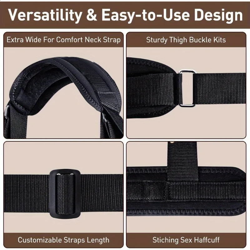 Sex Toys BDSM Bondage Restraints Couples Bondage Straps with Handcuffs Adjustable Neck To Wrist Thigh Sex Restraint Set Adult 241226