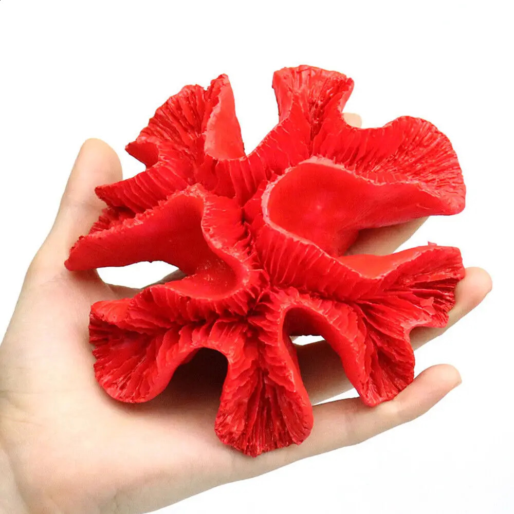 Artificial Red Coral Reef Aquarium Ornament Fish Tank Resin Landscaping Scenery 241225