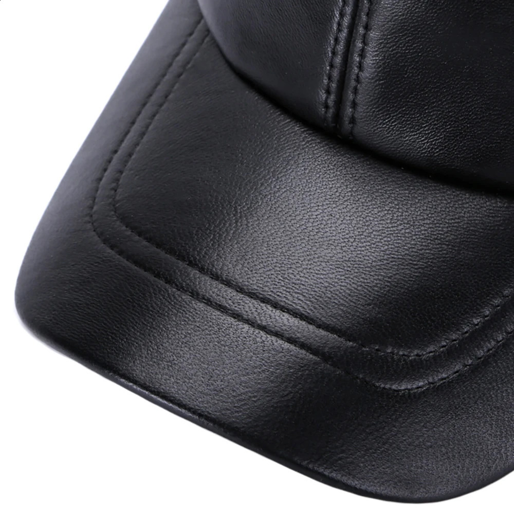 Street Hip Hop Hat Leather Hat Fashion Adult Leather Hat Mens Warm Leather Baseball Cap Male Men Outdoor Windproof Hat 241226