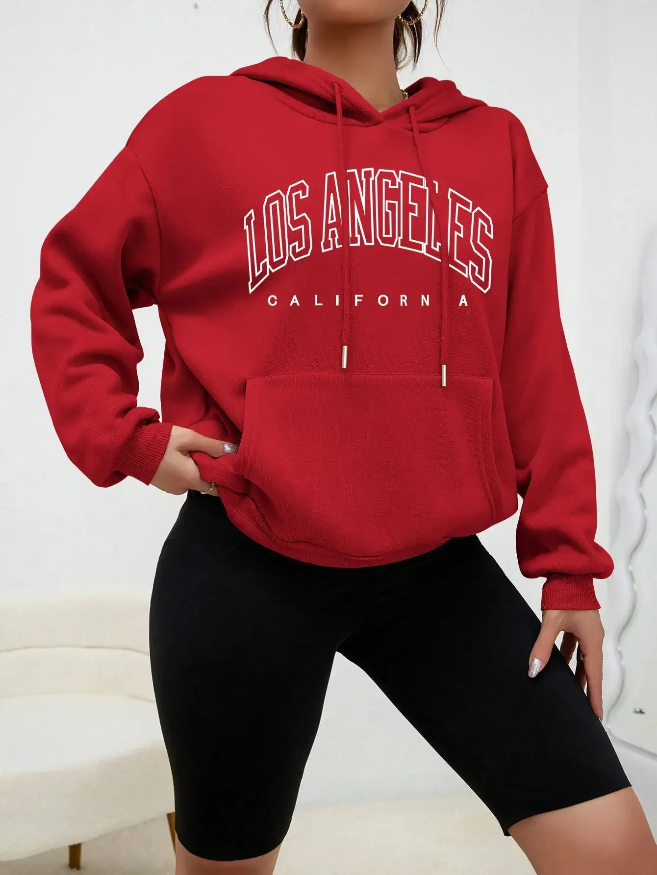 Los Angeles Art Letter n Women Oversize Streetwear Style Fashion Sweatshirt Autumn Hip Hop Female Hoodies Casual Top 241223