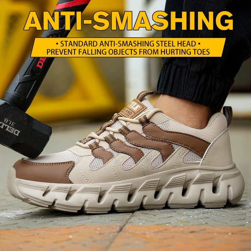Safety Shoes For Women Men Anti-smash Anti Puncture Work Sneakers Non Slip Steel Toe Shoes Platform Sneakers Protective Shoes 241226