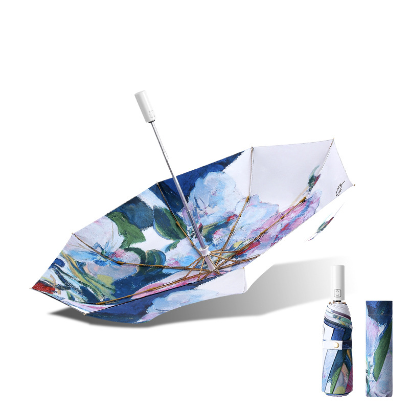 Customizable Three-Section Vintage Oil Canvas Umbrella - Weatherproof, Automatic Mechanism for All Seasons