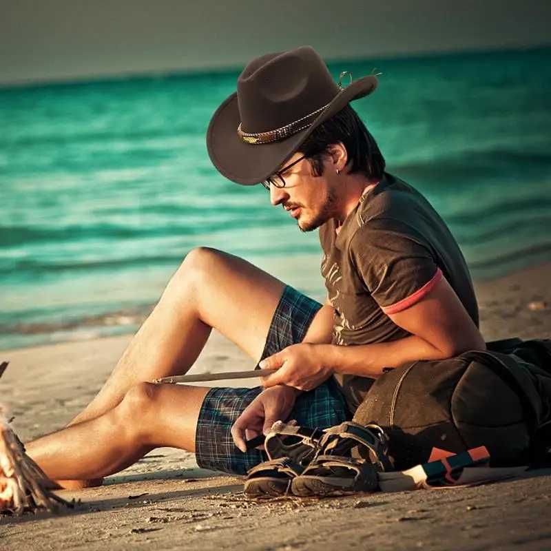 Mens Classic Western Style Cowboy Hat Womens Cowboy Hat Womens Beach Hat Wide Eaves Outdoor Activities W241225