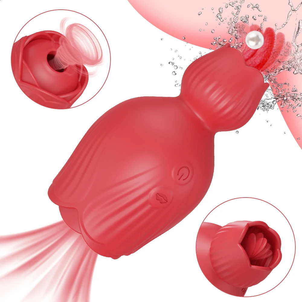 Sucking RoseTongue Licking Vibrator for Women Clitoris Stimulator Oral Nipple Vacuum Clit Sucker Female Sex Toys Adults 241226