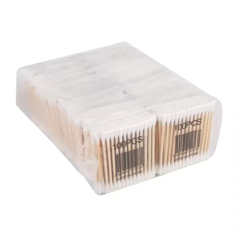 High Quality 100Pcs Wooden Bamboo Swabs Disposable Biodegradable Cotton Swabs Sticks Baby Ear Cotton Buds Q Tips Cotton Swabs 241226