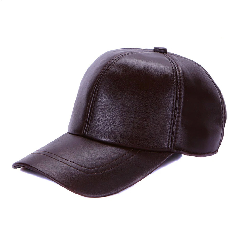 Street Hip Hop Hat Leather Hat Fashion Adult Leather Hat Mens Warm Leather Baseball Cap Male Men Outdoor Windproof Hat 241226